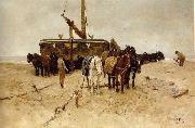 Anton mauve Fishing boat on the beach Sweden oil painting artist